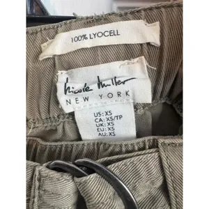 Nicole Miller New York Womens XS Lyocell Jogger Pants Tan Paperbag Waist Belted‎ thumbnail 6