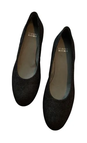 Stuart Weitzman Women Black Textured Shimmer Wedge Pumps Size 9N Made in Spain thumbnail 1
