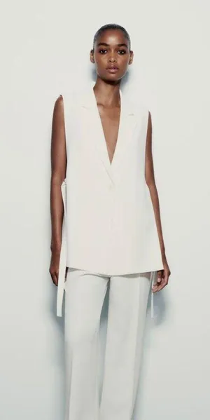 Zara blazer vest coat cream waistcoat with vents thumbnail 16