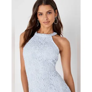 Lulus NWT Women Small Powder Baby Blue Lace Mini Dress Romantic Dainty Coquette thumbnail 2