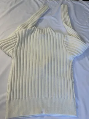 GB girls Cream Ribbed Twist-Front Mock Neck Sweater thumbnail 5