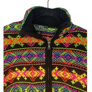 Ralph Lauren Active L-RL Vintage Full Zip Neon Knitted Sweater Size Medium thumbnail 3
