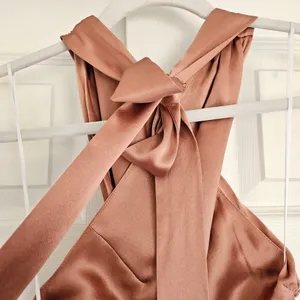 Reformation Maddison Silk Dress Praline Pink Brown Halter Midi Womens 12 NEW thumbnail 8