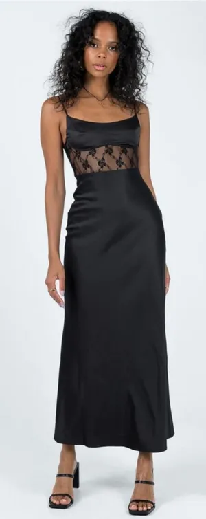 Princess Polly Maybelle Lace Maxi Dress Black Size 10 thumbnail 1