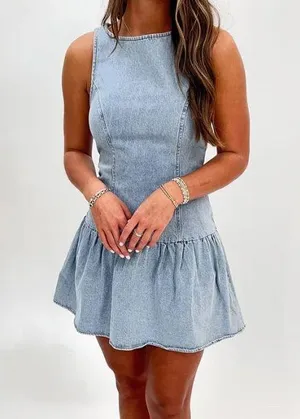 Boutique Denim Dress Blue thumbnail 1