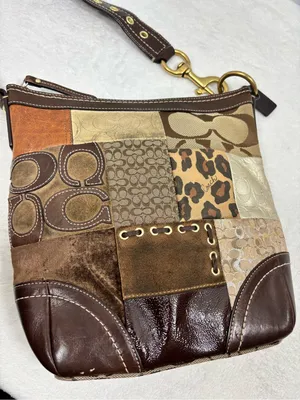 Vintage Coach Y2K Patchwork Signature Leather Suede Crossbody Bag thumbnail 7