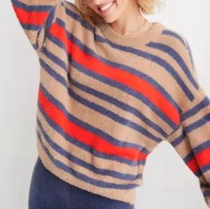Aerie Striped Fuzzy Sweater Size Small thumbnail 1