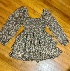 Express Leopard Print Romper | S | Tiered Ruffle Skirt thumbnail 3