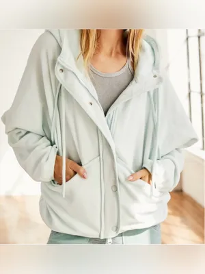 Free People Movement Dream Team Plush Fleece Hoodie in Icicle Sz Med Lightweight thumbnail 6