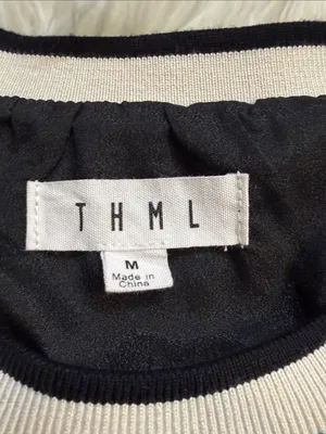 THML sequin flutter sleeve top blouse fully lined black M Size M thumbnail 4