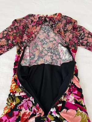 Anthropologie Halter High Neck Mesh Floral Ruched Midi Dress NWT XS thumbnail 11
