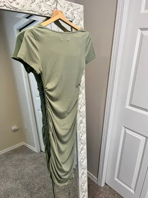Princess Polly Bodycon Ribbed Mini Dress Sage Green thumbnail 6