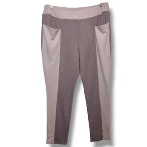 LOGO Lounge by Lori Goldstein Purple Block Knit Elastic Waist Pants Large thumbnail 3