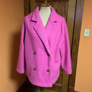 Cozy Casual Cozy Co. Alexandria Fleece Teddy Pea Coat Hot Pink Jacket thumbnail 5