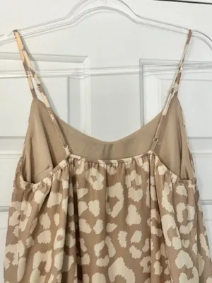 Pink Lily Beige Cream Abstract Dot Slip Midi Dress S Spaghetti Straps Casual thumbnail 4