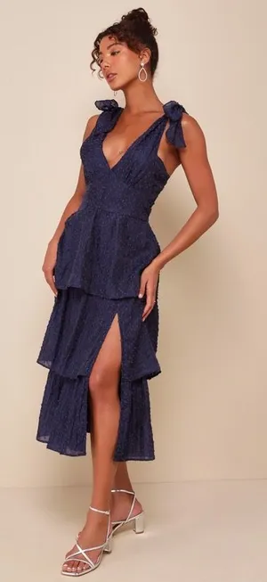 NWT Lulu’s Navy Midi Dress thumbnail 1