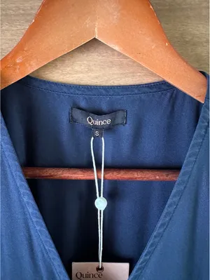 NWT Quince Vintage Wash Tencel Button Front Dress in Midnight Blue Women’s Small thumbnail 7
