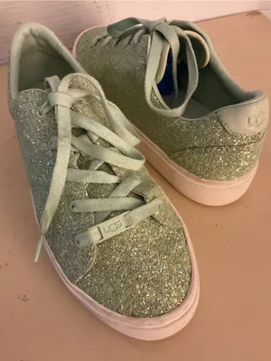 UGG women green sparkling Glitter leather Lace-Up Zilo Sneakers US 9 thumbnail 10