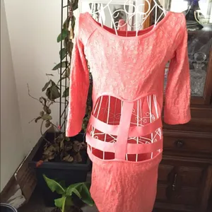 Arden B Metallic Knit Cutout Back Bodycon Mini Dress Size L thumbnail 3