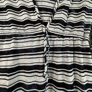 Lily Bleu Beach Striped Hooded Tunic Dress Black White Burnout Mini Coverup thumbnail 4