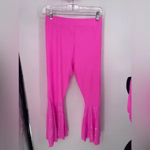 Hot Pink Outfit Set Crop Top‎ Bell Bottoms Star Accents Party Costume thumbnail 3