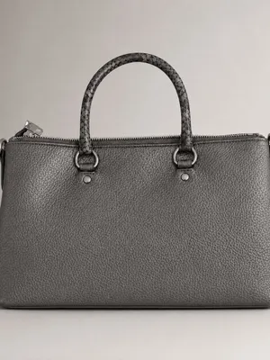 Coach Emma Small Crossbody Satchel Gunmetal Leather Snakeskin Bag Purse EUC thumbnail 9