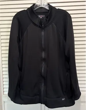 Koi Lite Black Zip‎ Up Jacket Size Medium Medical Sherpa Lining Logo Pockets thumbnail 1