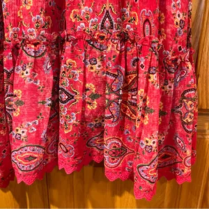 Sunrise by The Kooples Reef Paisley Print‎ Silk Chiffon Mini Dress Pink Size 2 thumbnail 12