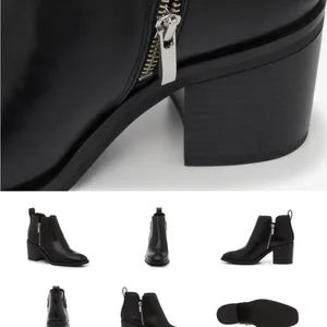 Steve Madden Black Leather Side-Zip Block Heel Ankle Boots thumbnail 5