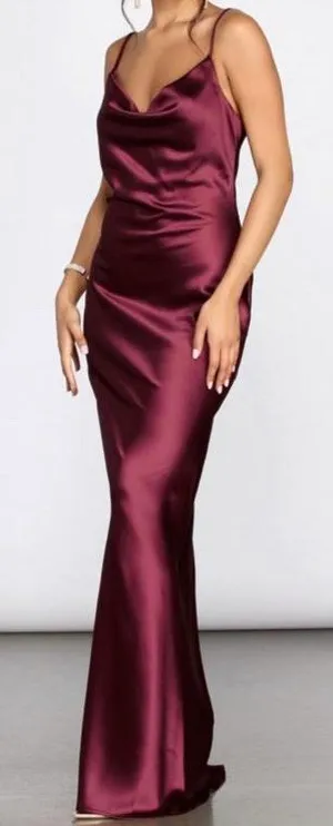 Windsor Maroon  Satin Dress thumbnail 1