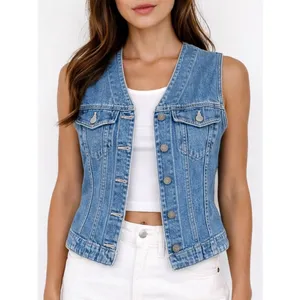 Vintage GAP Denim Vest Y2K Blue Jean Button Front Fitted Western Boho Size Small thumbnail 9