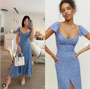 Reformation Baxley Floral Midi Dress Blue Size 4 thumbnail 2
