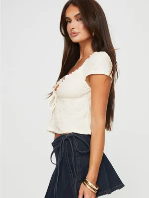 Princess Polly Kellan Cap Sleeve Top Cream Size 2 New with tag thumbnail 4