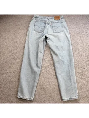 Vintage 90s Levis 550 Relaxed Fit Tapered Leg Jeans USA Made Light Wash Women 33 thumbnail 2