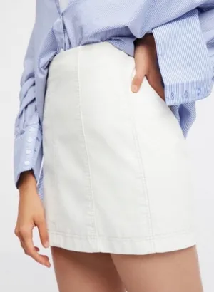 Free People White Bodycon Denim Skirt thumbnail 1