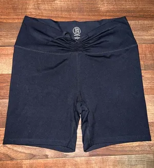 Sage collective Black High-Rise Ruched-Front Bike Shorts large stretch thumbnail 1