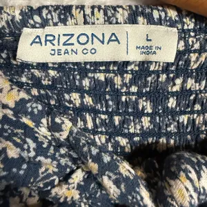 Arizona Jean Co L Blue Floral Tie Front Button Down Ruffle‎ Midi Dress Cottage thumbnail 5