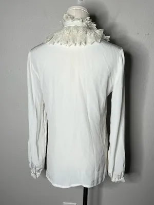 Vintage Tokyo Blouse Marianne Ruffle Lace Tie Neck Button Down Victorian Blouse thumbnail 2