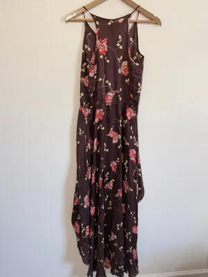 Farm Rio Floral Pink Purple Midi Dress Women’s‎ Size XS SMALL Tropical high low thumbnail 6