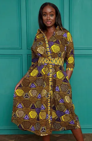 Ohema Ohene Rita Mixed African Print Midaxi Dress Size Small thumbnail 1