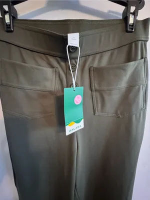 NWT Olive Green Halara High Rise Wide Leg Pants Button Front Career Casual Mediu thumbnail 6
