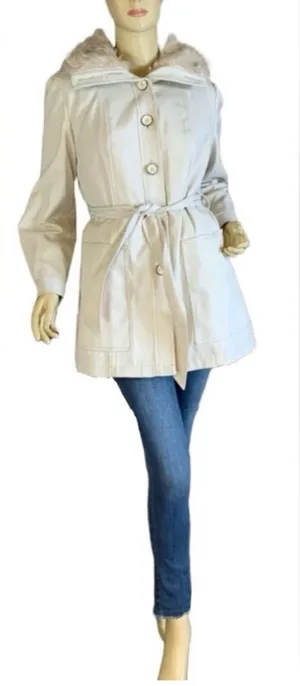Vintage 1970'S Beige London Fog Faux Fur Lined Short Trench Coat (10) thumbnail 1