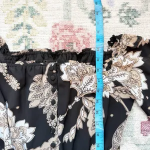 Bardot Paisley Button‎ Midi Dress XS Dark Romantic Coquette Puff Sleeve Black thumbnail 7