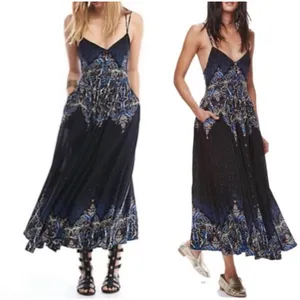 Free People Be My Baby Maxi Dress In‎ Black and Blue thumbnail 2