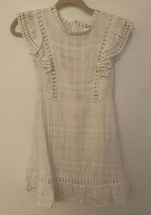 Hazel & Olive White Ruffle Trim High Neckline Short Dress Women’s Sz Small thumbnail 1