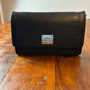 Lauren Ralph Lauren Black Textured Leather Chain Crossbody‎ Wallet Bag Silver thumbnail 8