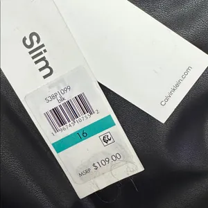 CALVIN KLEIN Faux Leather Ankle Pant 16 Black $109 Retail NWT thumbnail 6