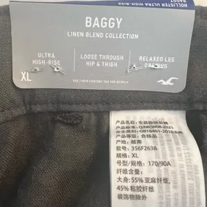 New Hollister Women’s Linen Blend Ultra High Rise Grey Cargo Pants Size XL thumbnail 6