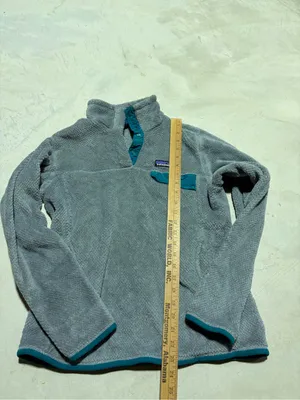 Patagonia Gray Fleece Quarter-Snap Pullover with Teal Accents large thumbnail 5