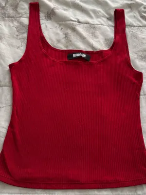 Reformation Carla red ribbed Sleeveless Square-Neck Tank Top, size S Made in USA thumbnail 12